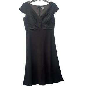 ANN TAYLOR Women Dress Sleeveless Black Dress Fit &Flare Zip in Back V-Neck SZ-8